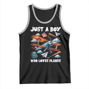 Funny Pilot Airplane Lovers Tank Top Just A Boy Who Loves Planes TS14 Black Athletic Heather Print Your Wear