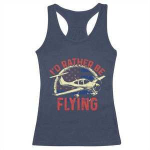 Funny Airplane Pilot Racerback Tank Top I'd Rather Be Flying TS14 Navy Print Your Wear
