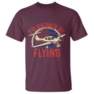 Funny Airplane Pilot T Shirt I'd Rather Be Flying TS14 Maroon Print Your Wear