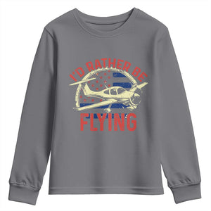Funny Airplane Pilot Youth Sweatshirt I'd Rather Be Flying TS14 Charcoal Print Your Wear