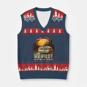 RV Pilot Enjoying The Journey V-Neck Knit Sweater Vest Funny Camping Lover TS14 Navy Red Print Your Wear