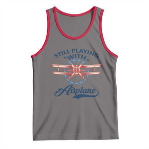 Still Playing With Airplane Tank Top Aviation Lover Airline Pilot TS14 Deep Heather Red Print Your Wear