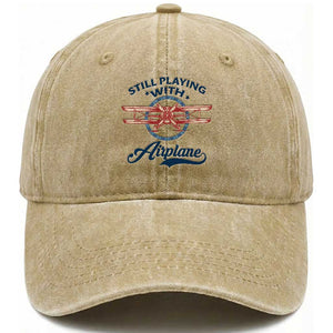 Still Playing With Airplane Washed Cotton Baseball Cap Aviation Lover Airline Pilot TS14 Washed Cap Universal Fit Khaki Print Your Wear