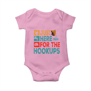 RV Camping Caravan Motorhome Baby Onesie Just Here For The Hookups TS14 Light Pink Print Your Wear