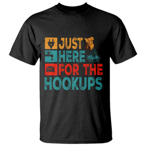 RV Camping Caravan Motorhome T Shirt Just Here For The Hookups TS14 Black Print Your Wear