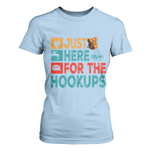 RV Camping Caravan Motorhome T Shirt For Women Just Here For The Hookups TS14 Light Blue Print Your Wear