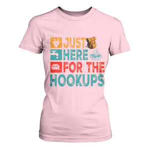 RV Camping Caravan Motorhome T Shirt For Women Just Here For The Hookups TS14 Light Pink Print Your Wear