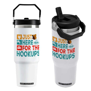RV Camping Caravan Motorhome Flip Straw Tumbler Just Here For The Hookups TS14 One Size: 30 oz White Print Your Wear