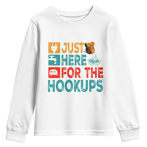 RV Camping Caravan Motorhome Youth Sweatshirt Just Here For The Hookups TS14 White Print Your Wear