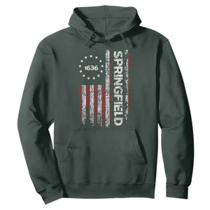 Springfield Massachusetts American Flag Established 1636 Hoodie TS14 Dark Forest Green Print Your Wear