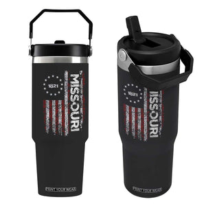 Missouri Missourian MO American Flag Established 1821 Flip Straw Tumbler TS14 One Size: 30 oz Black Print Your Wear
