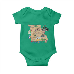 Missouri Map Landmarks Major Cities Roads Flag Baby Onesie