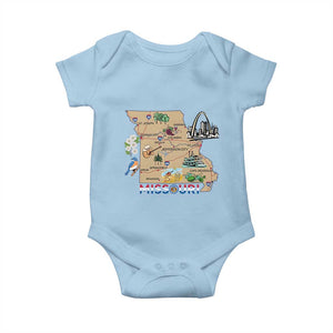 Missouri Map Landmarks Major Cities Roads Flag Baby Onesie