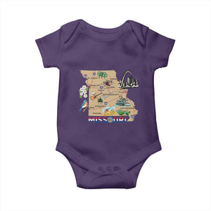 Missouri Map Landmarks Major Cities Roads Flag Baby Onesie