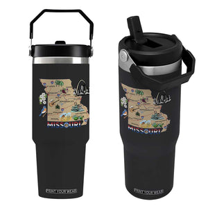 Missouri Map Landmarks Major Cities Roads Flag Flip Straw Tumbler