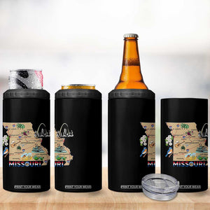 Missouri Map Landmarks Major Cities Roads Flag 4 in 1 Can Cooler Tumbler