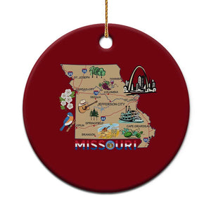 Missouri Map Landmarks Major Cities Roads Flag Ceramic Ornament