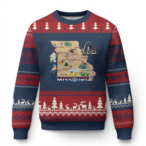 Missouri Map Landmarks Major Cities Roads Flag Ugly Christmas Sweater