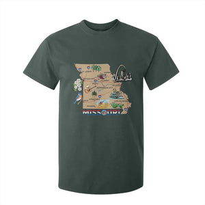 Missouri Map Landmarks Major Cities Roads Flag T Shirt For Kid