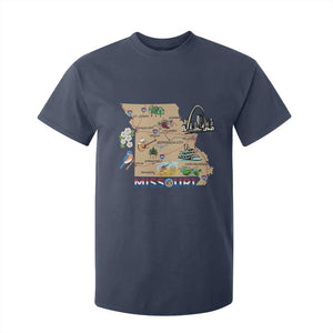 Missouri Map Landmarks Major Cities Roads Flag T Shirt For Kid