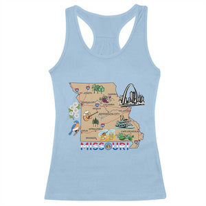 Missouri Map Landmarks Major Cities Roads Flag Racerback Tank Top