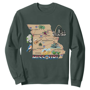 Missouri Map Landmarks Major Cities Roads Flag Sweatshirt
