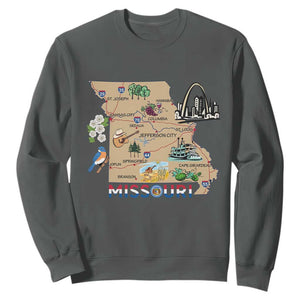Missouri Map Landmarks Major Cities Roads Flag Sweatshirt