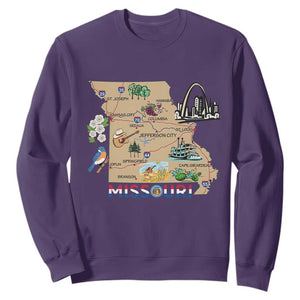 Missouri Map Landmarks Major Cities Roads Flag Sweatshirt
