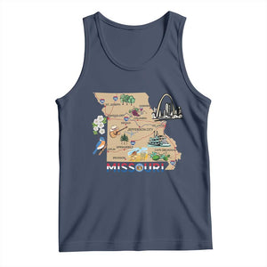 Missouri Map Landmarks Major Cities Roads Flag Tank Top