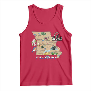 Missouri Map Landmarks Major Cities Roads Flag Tank Top