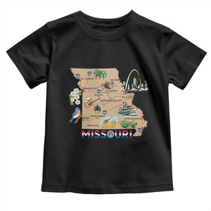 Missouri Map Landmarks Major Cities Roads Flag Toddler T Shirt
