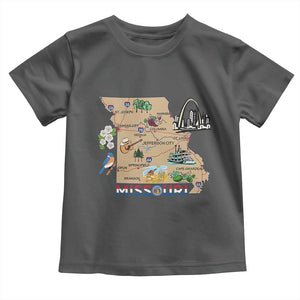 Missouri Map Landmarks Major Cities Roads Flag Toddler T Shirt
