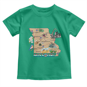 Missouri Map Landmarks Major Cities Roads Flag Toddler T Shirt