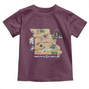 Missouri Map Landmarks Major Cities Roads Flag Toddler T Shirt