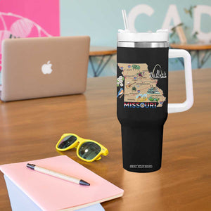 Missouri Map Landmarks Major Cities Roads Flag Tumbler With Handle