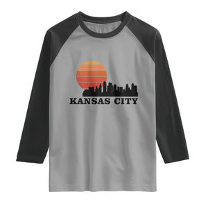 Kansas City Missouri Retro 80s Style Raglan Shirt TS14 Sport Gray Black Print Your Wear