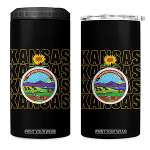 Retro Kansas Flag Vintage KS Souvenir 4 in 1 Can Cooler Tumbler TS14 One Size: 16 oz Black Print Your Wear