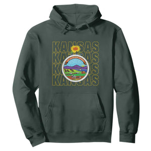 Retro Kansas Flag Vintage KS Souvenir Hoodie TS14 Dark Forest Green Print Your Wear