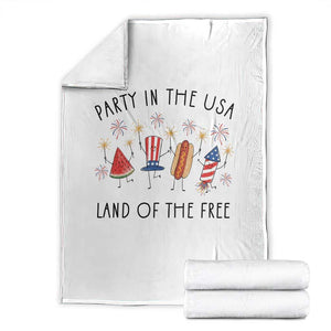 Patriotic Doodle Throw Blanket Watermelon Hotdog Firework Cute Fourth of July