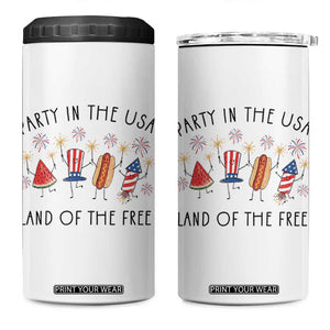 Patriotic Doodle 4 in 1 Can Cooler Tumbler Watermelon Hotdog Firework Cute Fourth of July