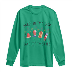 Patriotic Doodle Long Sleeve Shirt Watermelon Hotdog Firework Cute Fourth of July