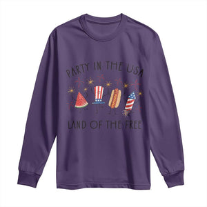 Patriotic Doodle Long Sleeve Shirt Watermelon Hotdog Firework Cute Fourth of July