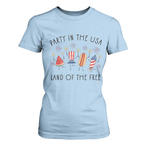 Patriotic Doodle T Shirt For Women Watermelon Hotdog Firework Cute Fourth of July