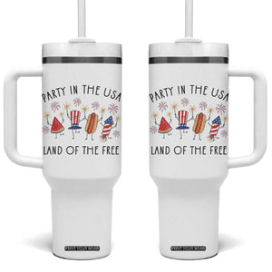 Patriotic Doodle Tumbler With Handle Watermelon Hotdog Firework Cute Fourth of July TS14 One Size: 40 oz White Print Your Wear