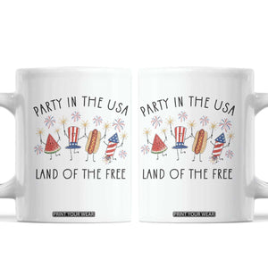Patriotic Doodle Coffee Mug Watermelon Hotdog Firework Cute Fourth of July