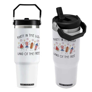 Patriotic Doodle Flip Straw Tumbler Watermelon Hotdog Firework Cute Fourth of July