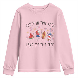 Patriotic Doodle Youth Sweatshirt Watermelon Hotdog Firework Cute Fourth of July
