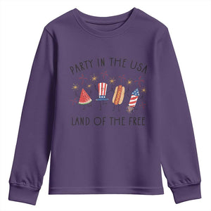 Patriotic Doodle Youth Sweatshirt Watermelon Hotdog Firework Cute Fourth of July