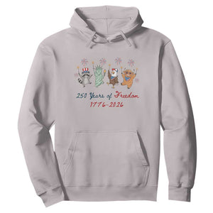 250 Years Of Freedom Hoodie Patriotic Doodle America Raccoon Goose Highland Cow 4th of July