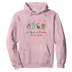 250 Years Of Freedom Hoodie Patriotic Doodle America Raccoon Goose Highland Cow 4th of July